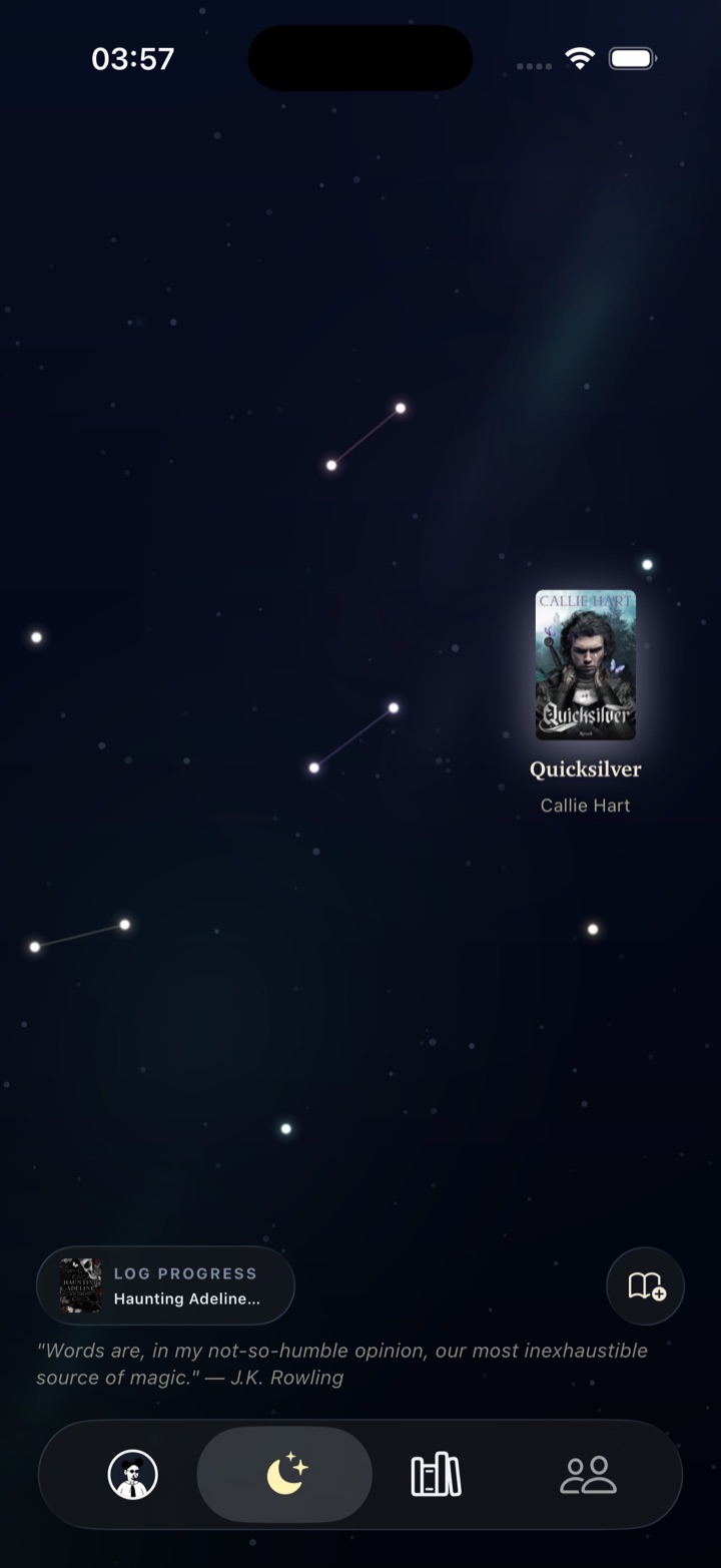 Night sky view showing constellations of finished books